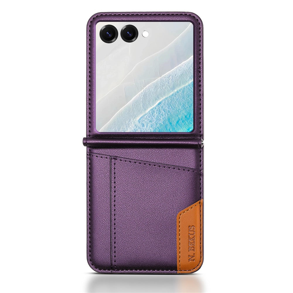 N.BEKUS For Samsung Galaxy Z Flip7 5G Case Card Slot PU + PC Phone Back Cover - Purple