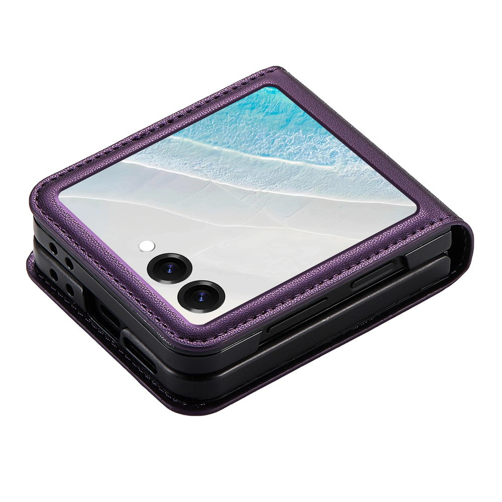 N.BEKUS For Samsung Galaxy Z Flip7 5G Case Card Slot PU + PC Phone Back Cover - Purple
