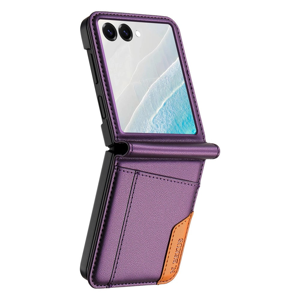 N.BEKUS For Samsung Galaxy Z Flip7 5G Case Card Slot PU + PC Phone Back Cover - Purple