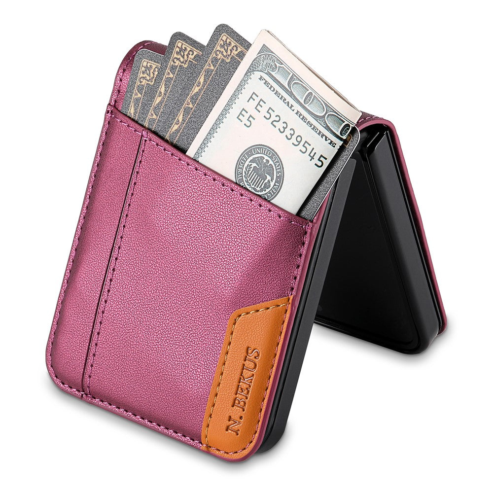 N.BEKUS For Samsung Galaxy Z Flip7 5G Case Card Slot PU + PC Phone Back Cover - Wine Red