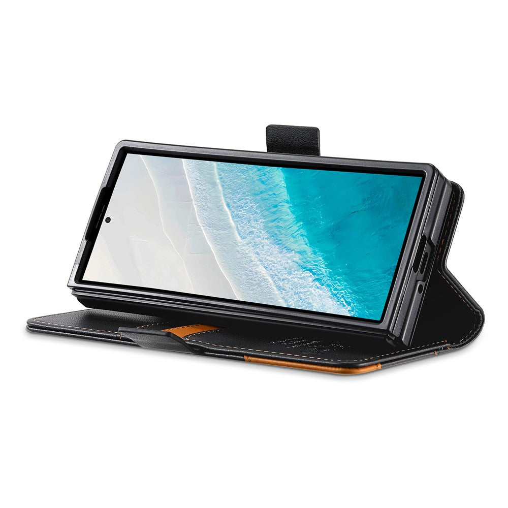 N.BEKUS For Samsung Galaxy Z Fold7 5G Stand Case RFID Blocking PU Leather Wallet Phone Cover - Black