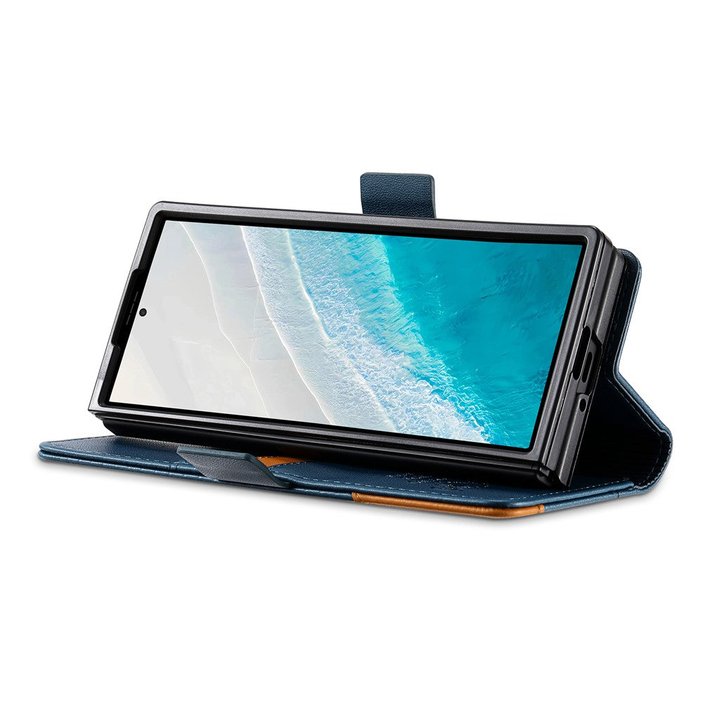 N.BEKUS For Samsung Galaxy Z Fold7 5G Stand Case RFID Blocking PU Leather Wallet Phone Cover - Blue