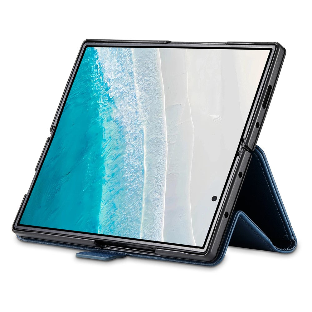 N.BEKUS For Samsung Galaxy Z Fold7 5G Stand Case RFID Blocking PU Leather Wallet Phone Cover - Blue