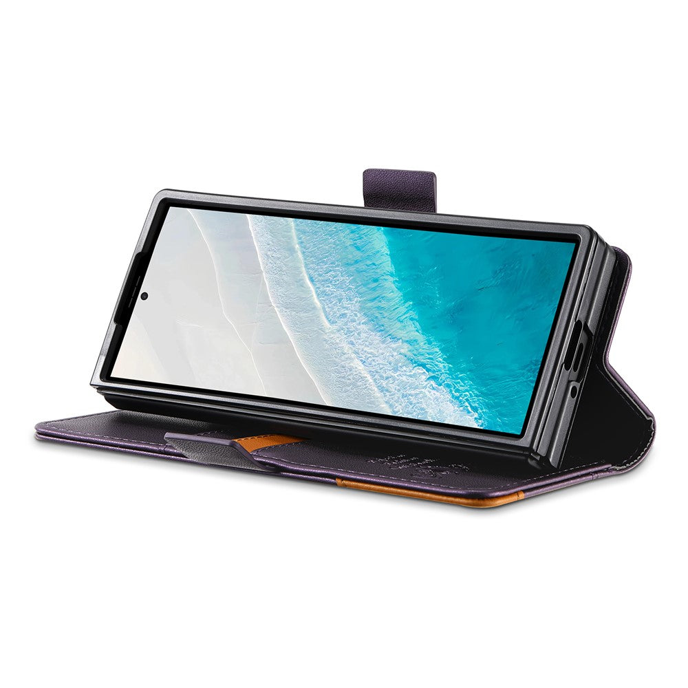 N.BEKUS For Samsung Galaxy Z Fold7 5G Stand Case RFID Blocking PU Leather Wallet Phone Cover - Purple