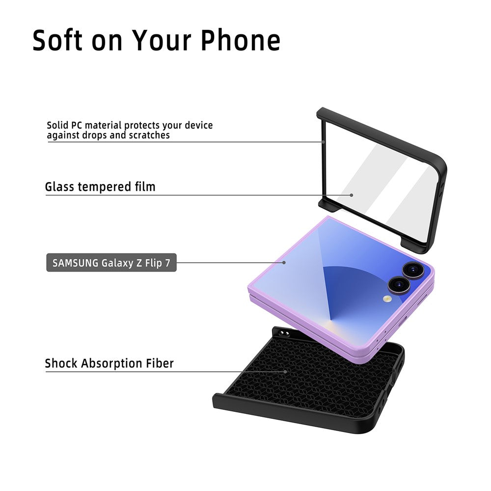 For Samsung Galaxy Z Flip7 5G Case Litchi Texture PU+PC Phone Cover with Screen / Lens Film - Green