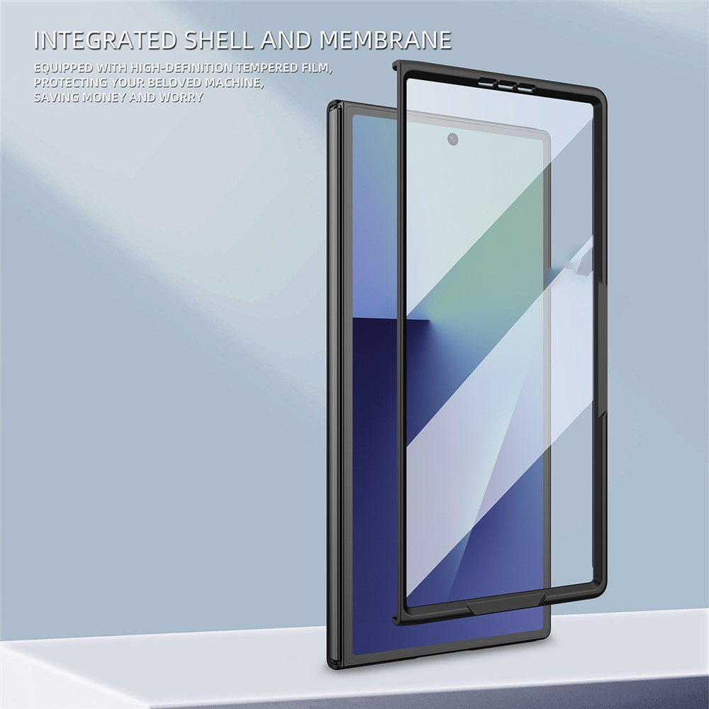 For Samsung Galaxy Z Fold7 5G Case Litchi Texture PU+PC Phone Cover with Screen Film - Red