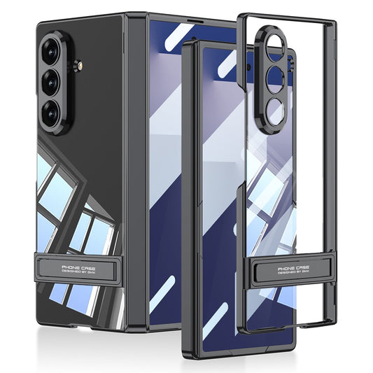 GKK For Samsung Galaxy Z Fold7 5G Case Magnetic Hinge Protection PC Tempered Glass Kickstand Phone Cover - Black