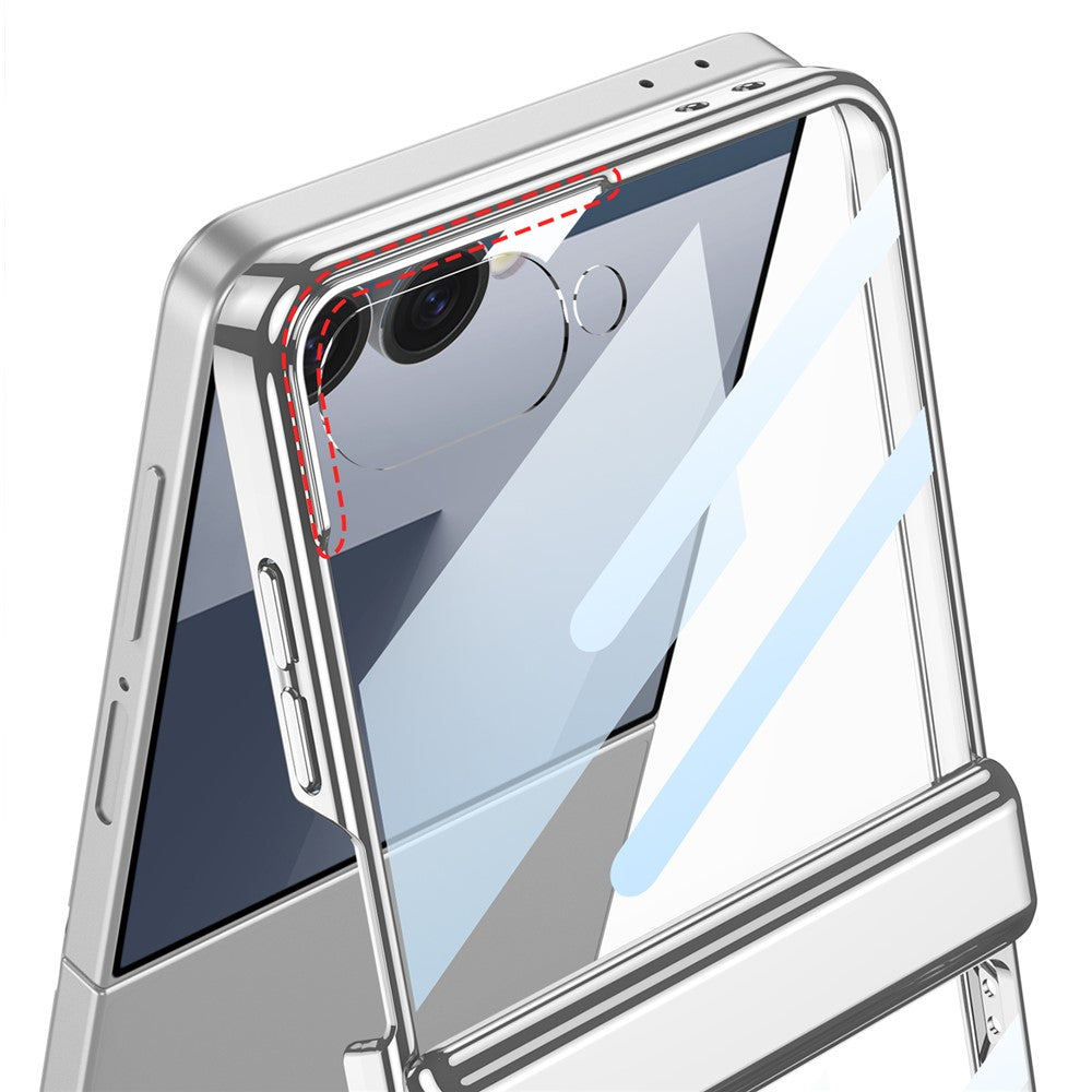 GKK For Samsung Galaxy Z Flip7 5G Case Magnetic Hinge Protection PC Tempered Glass Kickstand Phone Cover - Purple