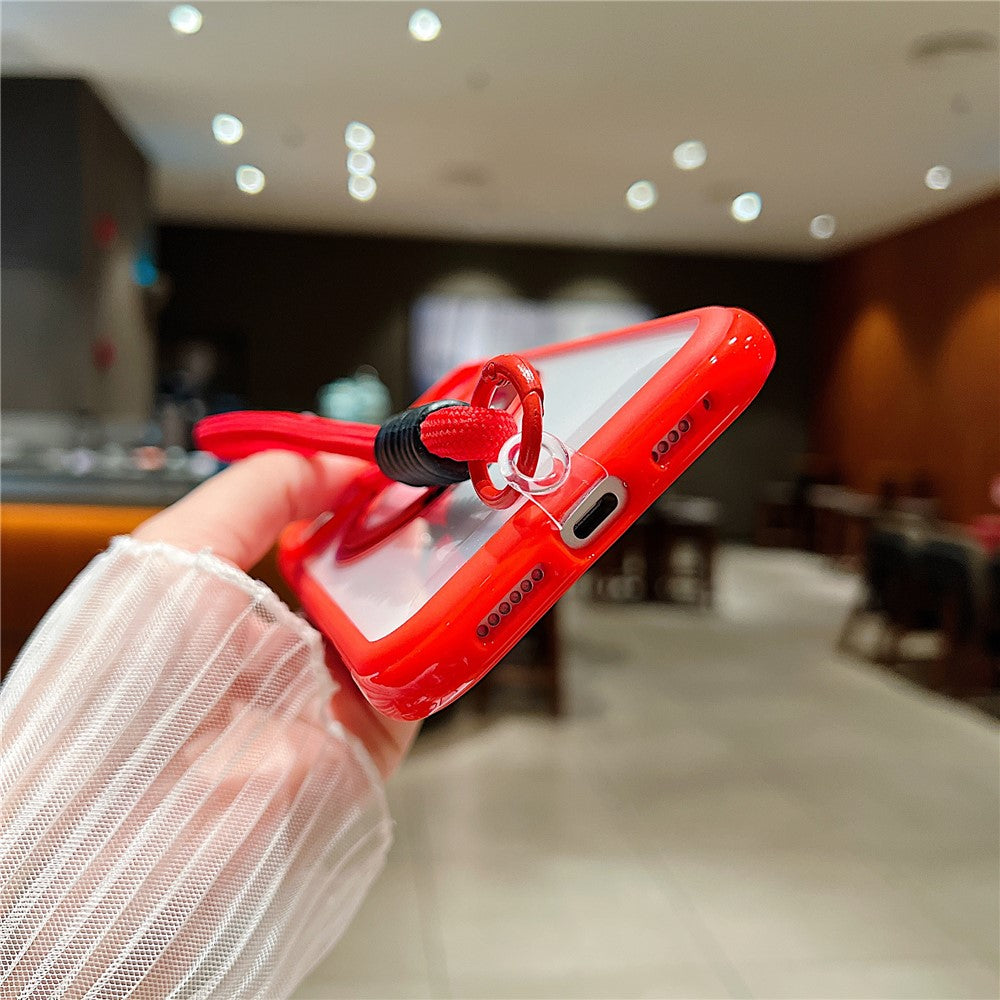 For iPhone 17 Pro Max Magnetic Case Stress Relief Kickstand TPU + PC Transparent Phone Cover with Wrist Strap - Sapphire