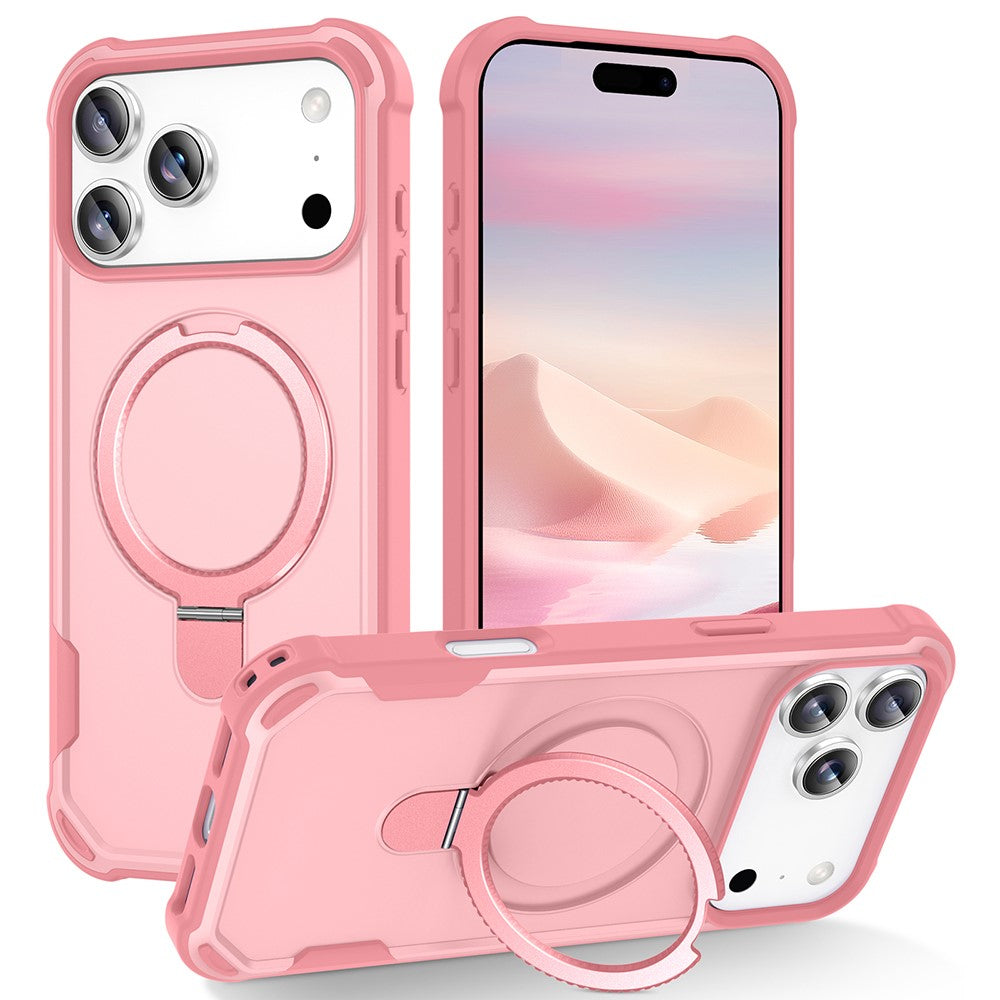 For iPhone 17 Pro Max Case Compatible with MagSafe Kickstand TPU + PC Shockproof Phone Back Cover - Pink