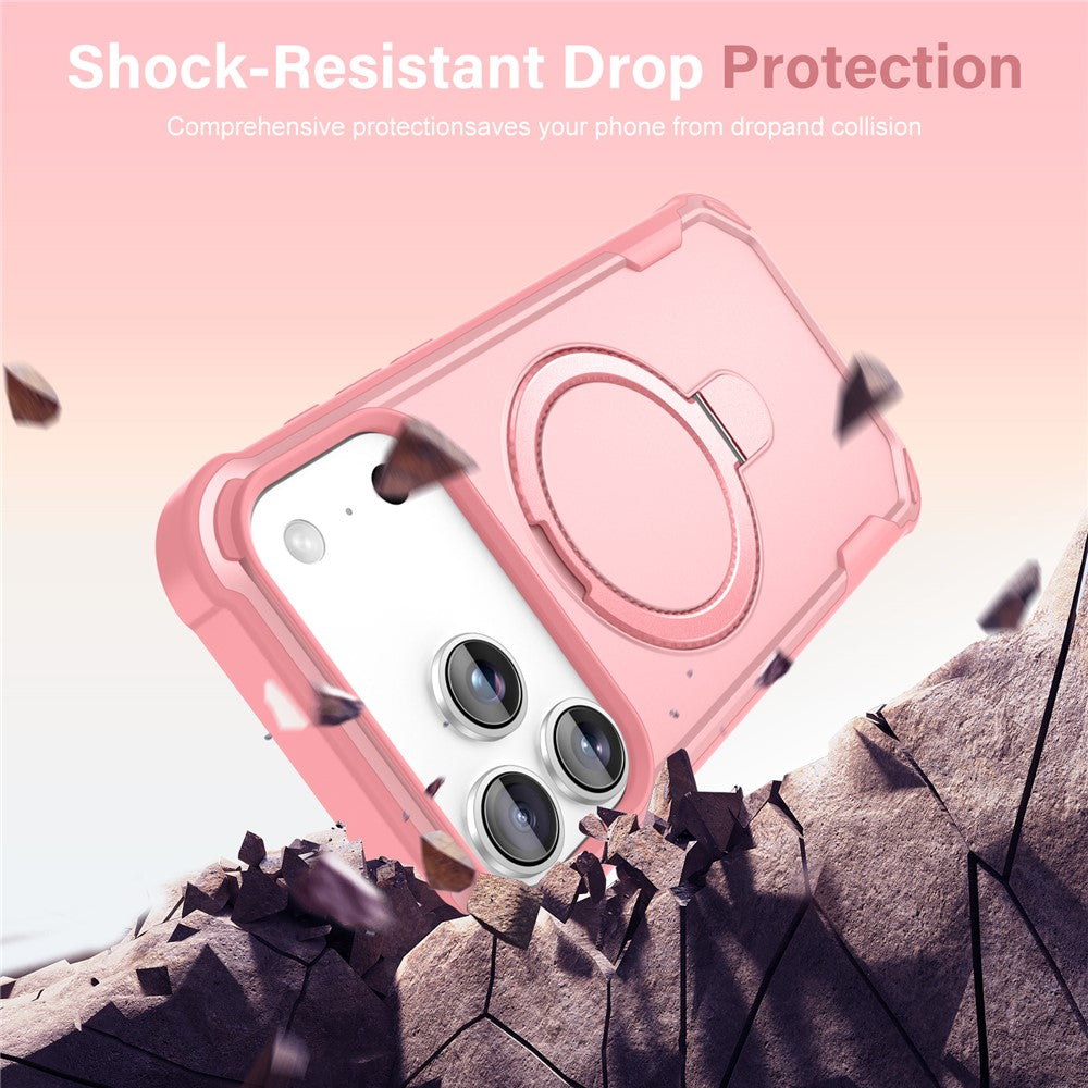 For iPhone 17 Pro Max Case Compatible with MagSafe Kickstand TPU + PC Shockproof Phone Back Cover - Pink