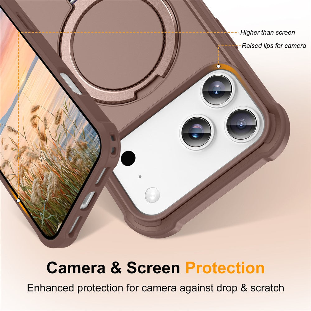 For iPhone 17 Pro Max Case Compatible with MagSafe Kickstand TPU + PC Shockproof Phone Back Cover - Gold