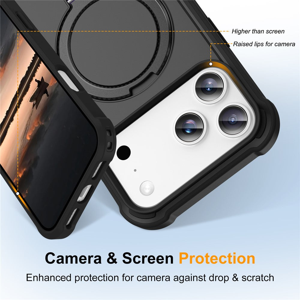 For iPhone 17 Pro Max Case Compatible with MagSafe Kickstand TPU + PC Shockproof Phone Back Cover - Black