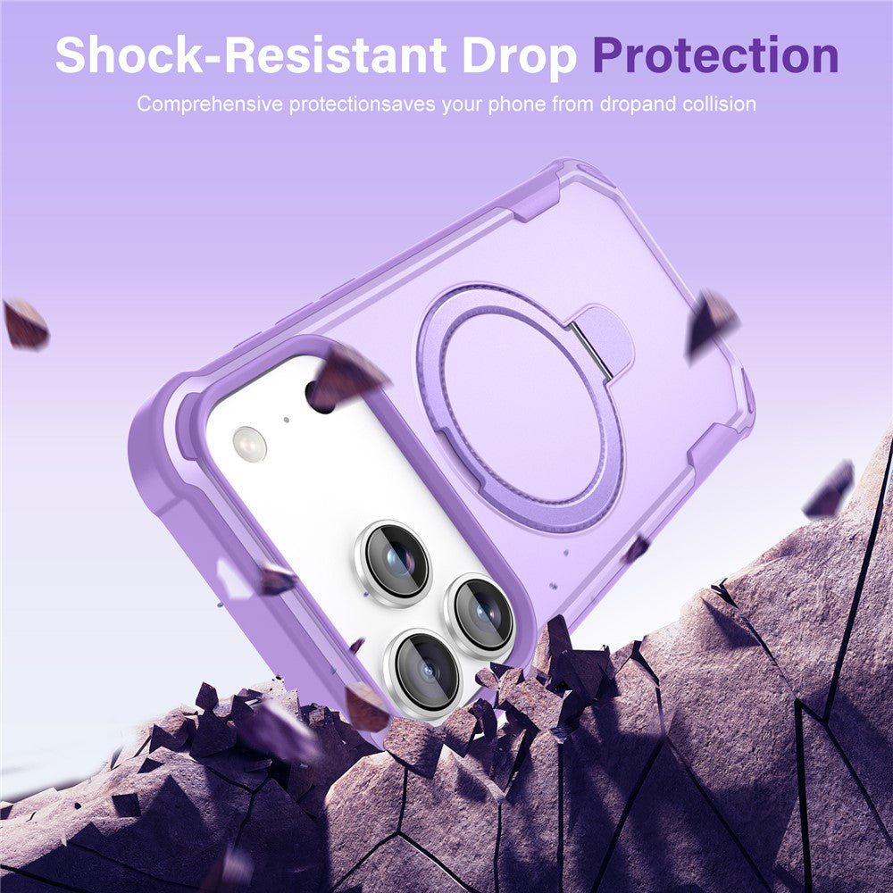 For iPhone 17 Pro Max Case Compatible with MagSafe Kickstand TPU + PC Shockproof Phone Back Cover - Purple