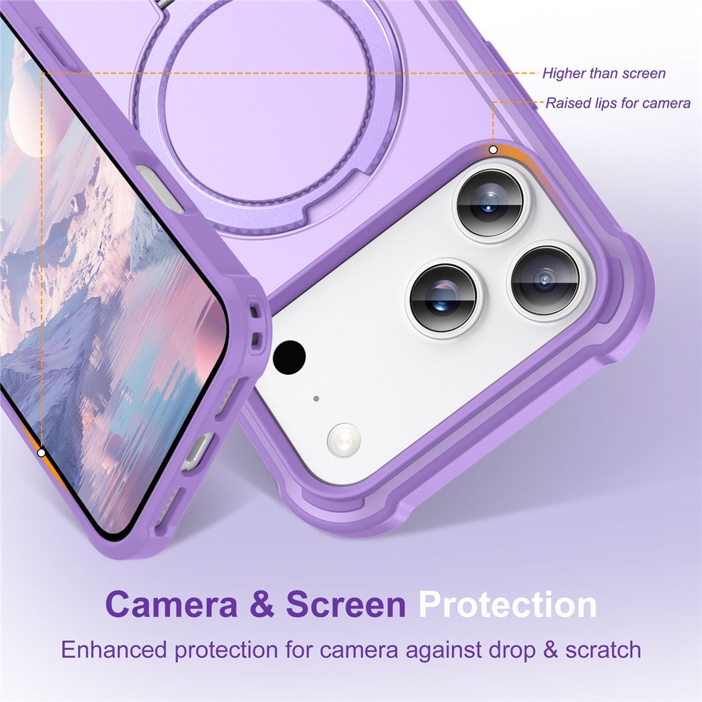 For iPhone 17 Pro Max Case Compatible with MagSafe Kickstand TPU + PC Shockproof Phone Back Cover - Purple
