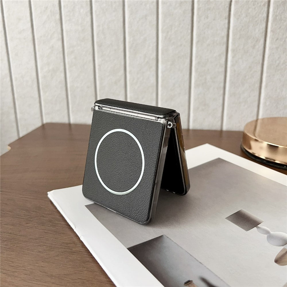 For Samsung Galaxy Z Flip7 5G Phone Case Compatible with MagSafe Leather + PC Protective Cover - White