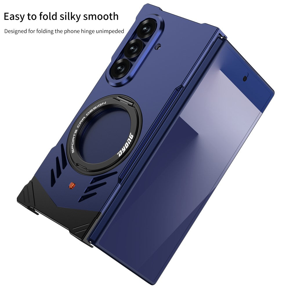 DYONG For Samsung Galaxy Z Fold7 5G Metal Case Frameless Hollow Heat Dissipation Phone Cover with Kickstand - Silver