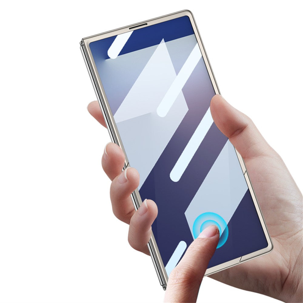 GKK For Samsung Galaxy Z Fold7 5G Case with Kickstand / Magnetic Strap PC Tempered Glass Phone Cover - Titanium Grey