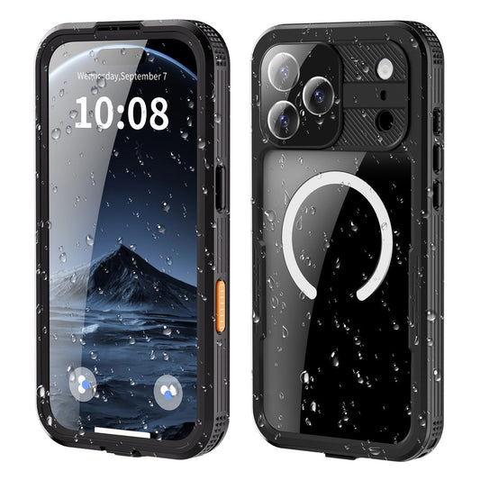 REDPEPPER For iPhone 17 Pro Max IP68 Waterproof Case Clear Back Phone Cover Compatible with MagSafe - Black