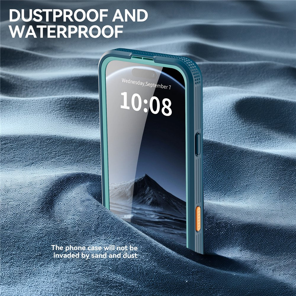 REDPEPPER For iPhone 17 Pro Max IP68 Waterproof Case Clear Back Phone Cover Compatible with MagSafe - Cyan+Lake Blue