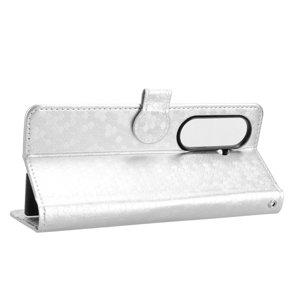 For Samsung Galaxy Z Fold7 5G Wallet Case Dot Pattern Imprint PU Leather Phone Cover with Wrist Strap - Silver