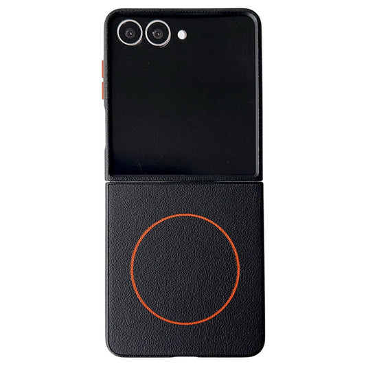 For Samsung Galaxy Z Flip7 5G Case Compatible with MagSafe Leather + PC Phone Cover - Black