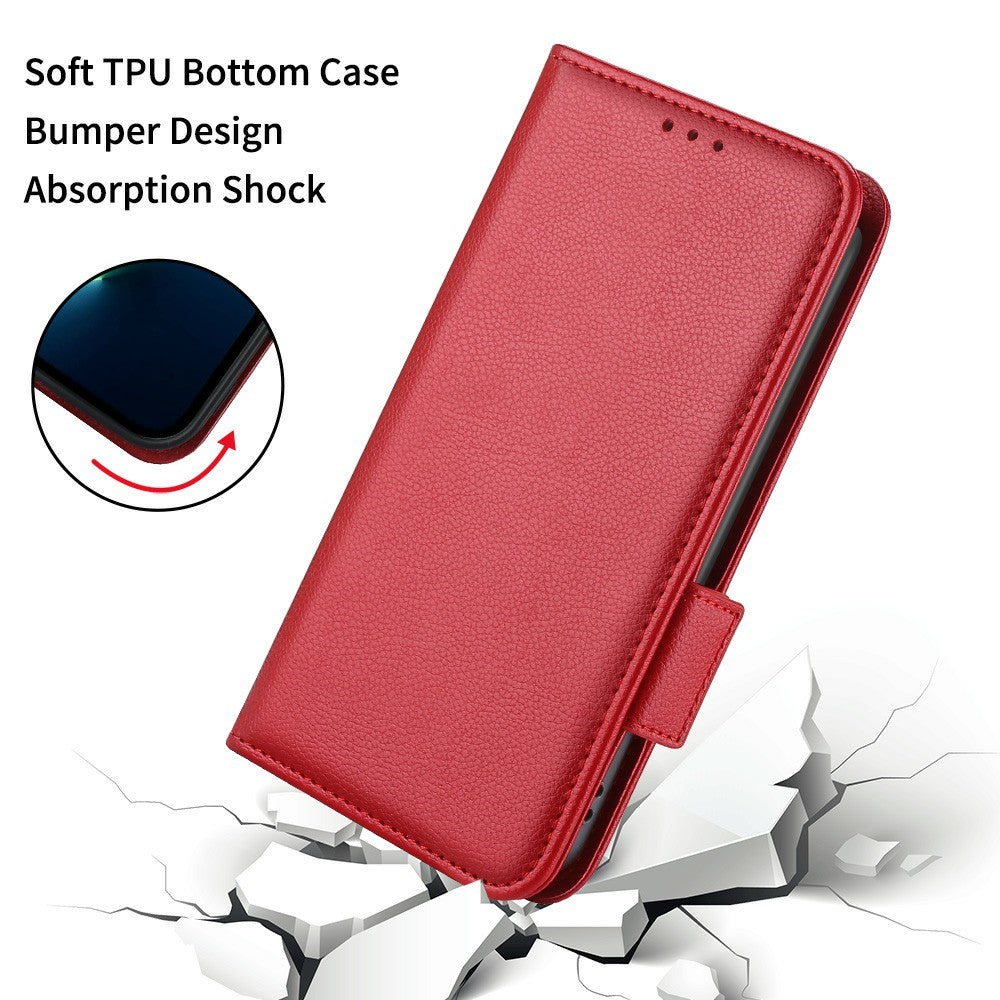 For Samsung Galaxy Z Fold7 5G Case with Wrist Strap Litchi Texture PU Leather Wallet Phone Cover - Red