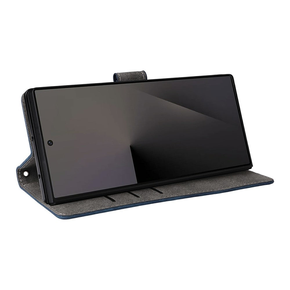 For Samsung Galaxy Z Fold7 5G Case Wallet RFID Blocking PU Leather Phone Cover Stand with Strap - Blue