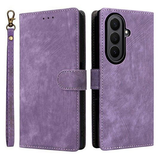 For Samsung Galaxy Z Fold7 5G Case Wallet RFID Blocking PU Leather Phone Cover Stand with Strap - Purple
