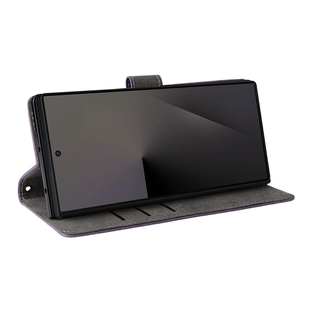 For Samsung Galaxy Z Fold7 5G Case Wallet RFID Blocking PU Leather Phone Cover Stand with Strap - Purple