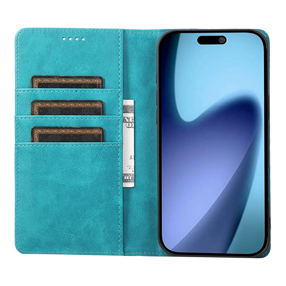 For iPhone 17 Pro Max Case RFID Blocking PU Leather Phone Wallet Cover - Peacock Blue