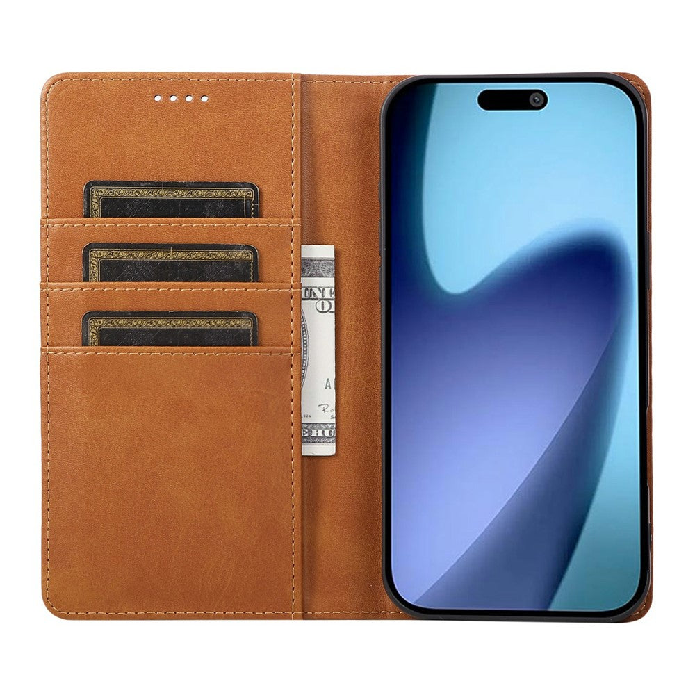 For iPhone 17 Pro Max Case RFID Blocking PU Leather Phone Wallet Cover - Brown