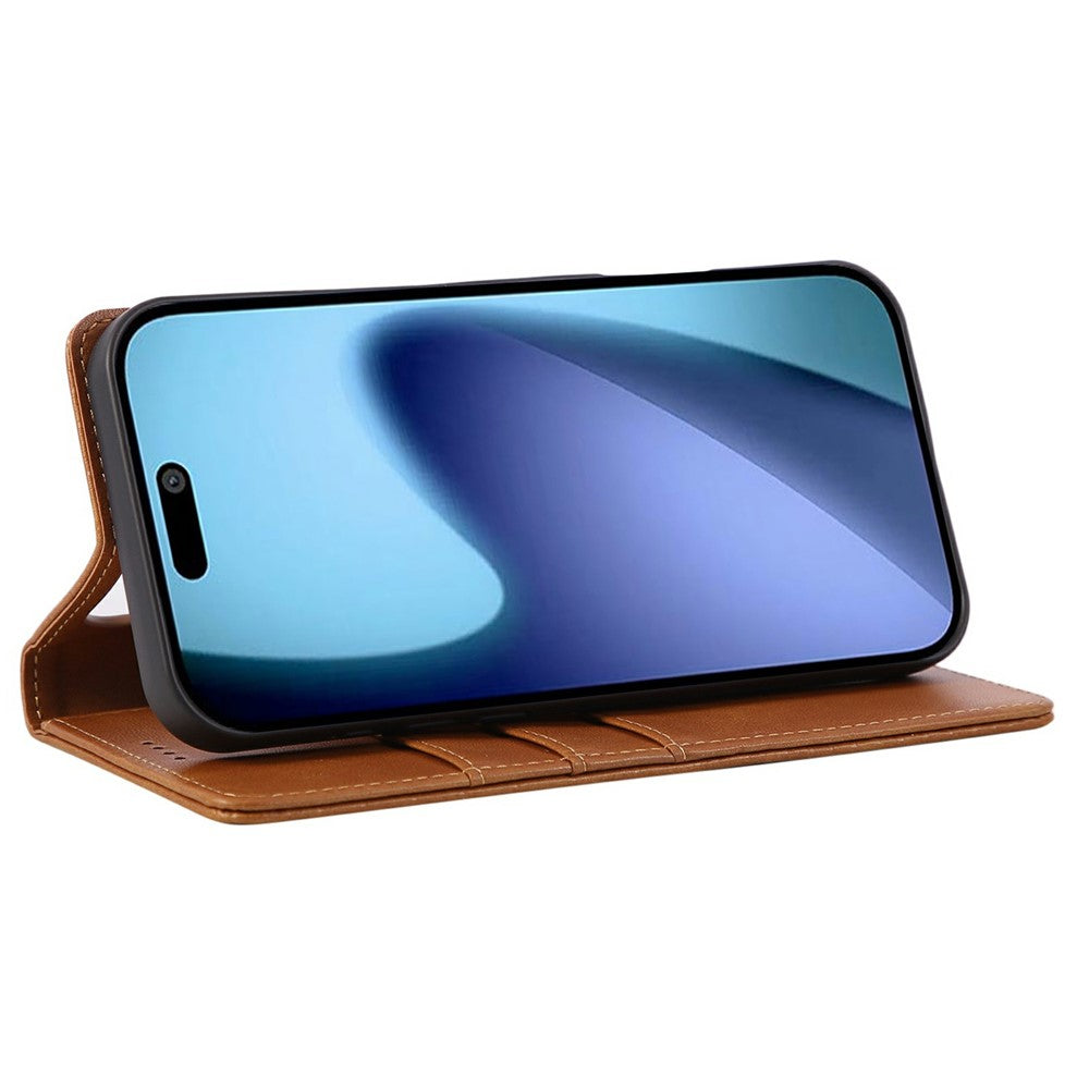 For iPhone 17 Pro Max Case RFID Blocking PU Leather Phone Wallet Cover - Brown