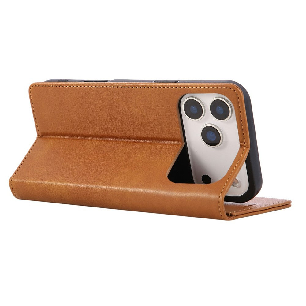 For iPhone 17 Pro Max Case RFID Blocking PU Leather Phone Wallet Cover - Brown