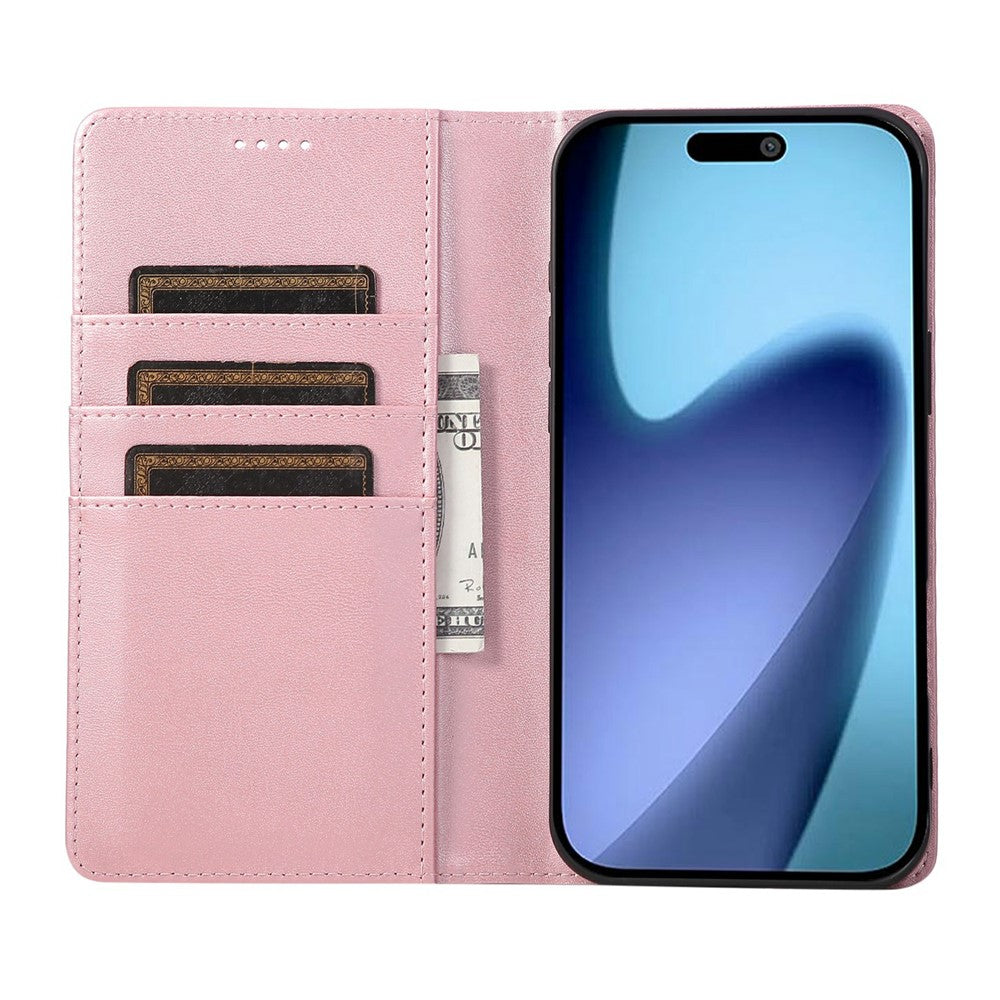 For iPhone 17 Pro Max Case RFID Blocking PU Leather Phone Wallet Cover - Pink