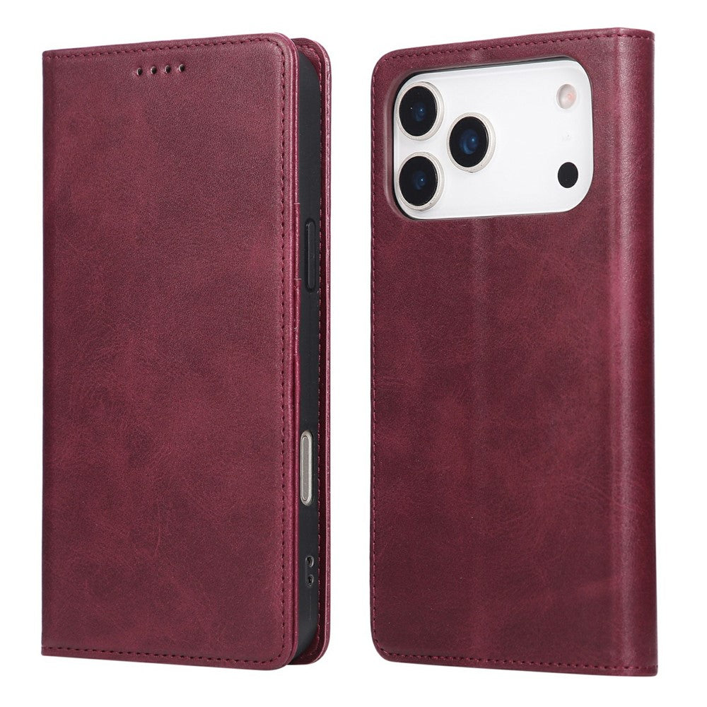 For iPhone 17 Pro Max Case RFID Blocking PU Leather Phone Wallet Cover - Wine Red