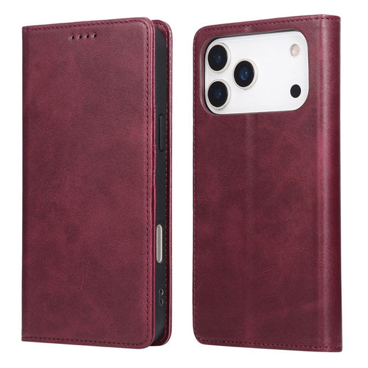 For iPhone 17 Pro Max Case RFID Blocking PU Leather Phone Wallet Cover - Wine Red