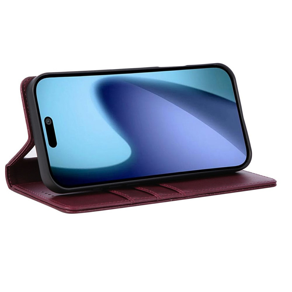 For iPhone 17 Pro Max Case RFID Blocking PU Leather Phone Wallet Cover - Wine Red