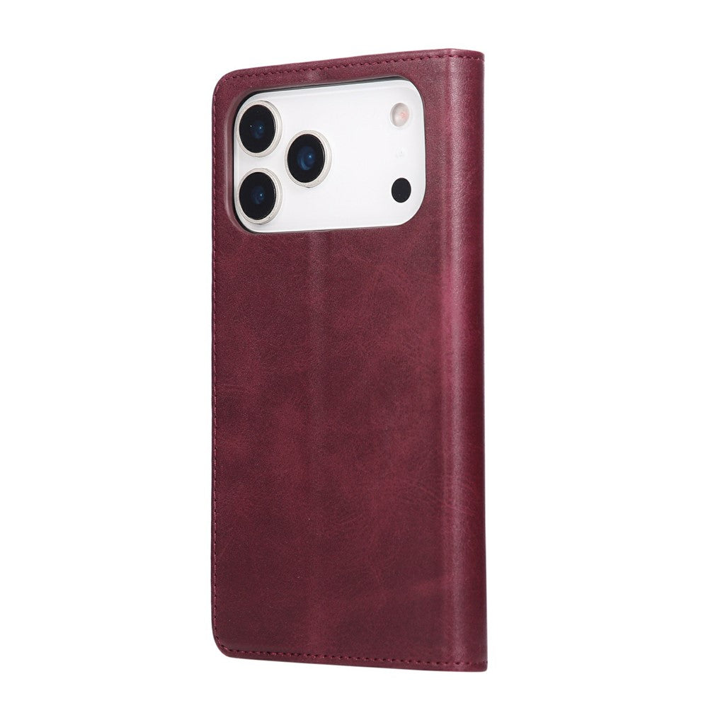 For iPhone 17 Pro Max Case RFID Blocking PU Leather Phone Wallet Cover - Wine Red