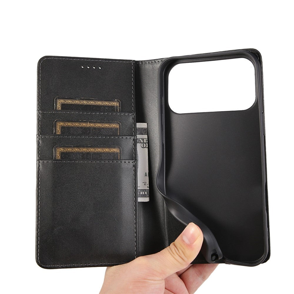 For iPhone 17 Pro Max Case RFID Blocking PU Leather Phone Wallet Cover - Black