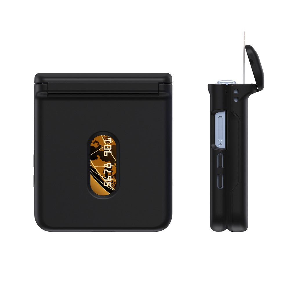 For Samsung Galaxy Z Flip7 FE 5G / Z Flip6 5G Case Spring Hinge PC Folding Phone Cover with Card Slot - Black