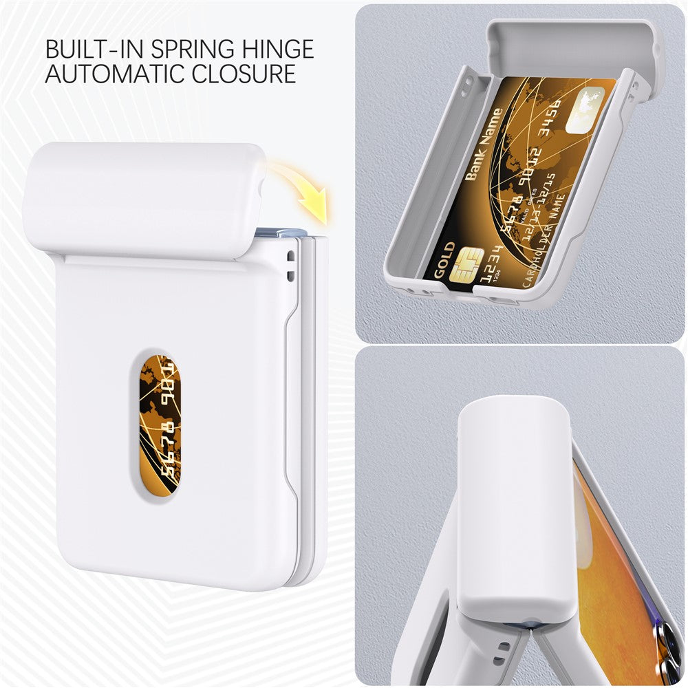 For Samsung Galaxy Z Flip7 FE 5G / Z Flip6 5G Case Spring Hinge PC Folding Phone Cover with Card Slot - White
