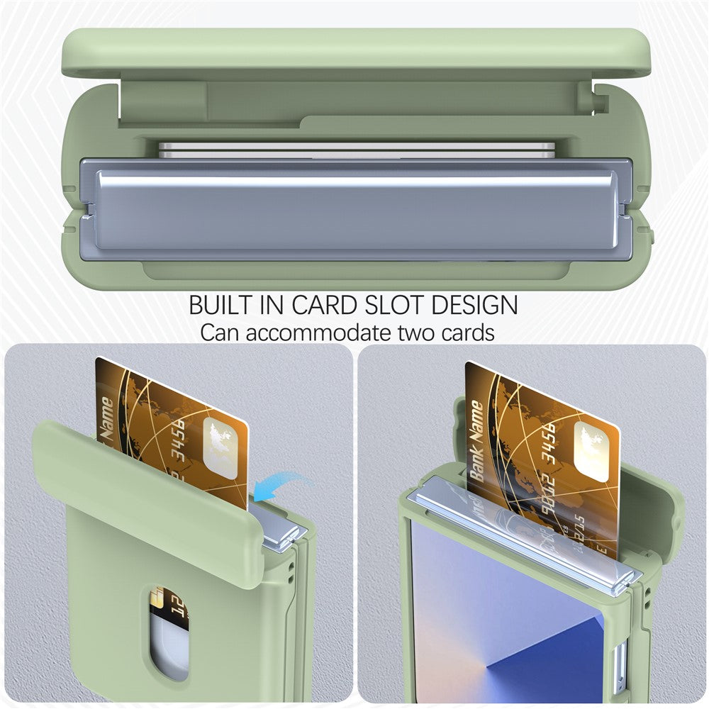 For Samsung Galaxy Z Flip7 FE 5G / Z Flip6 5G Case Spring Hinge PC Folding Phone Cover with Card Slot - Light Green