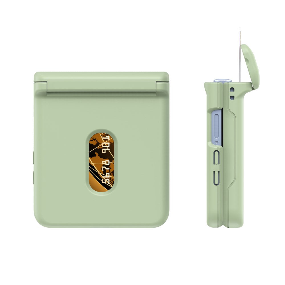 For Samsung Galaxy Z Flip7 FE 5G / Z Flip6 5G Case Spring Hinge PC Folding Phone Cover with Card Slot - Light Green