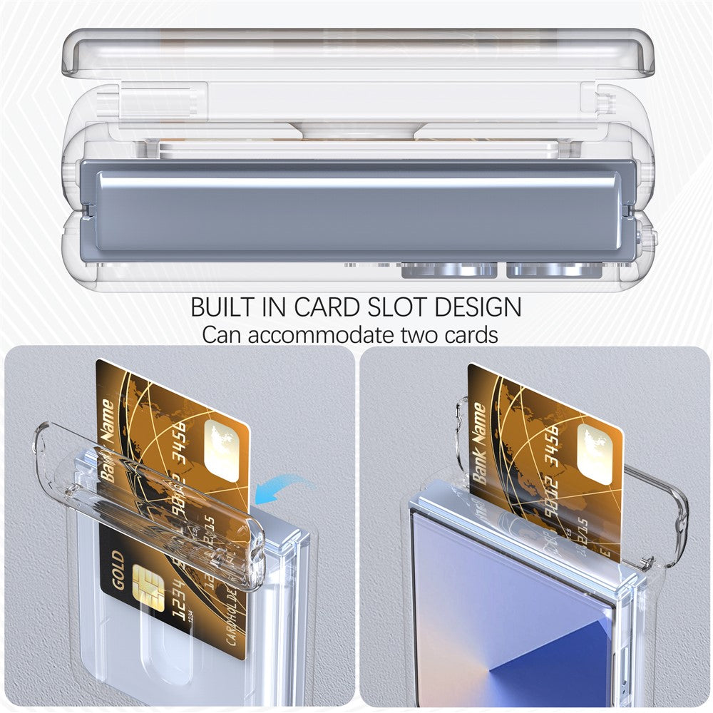 For Samsung Galaxy Z Flip7 FE 5G / Z Flip6 5G Case Spring Hinge PC Folding Phone Cover with Card Slot - Transparent