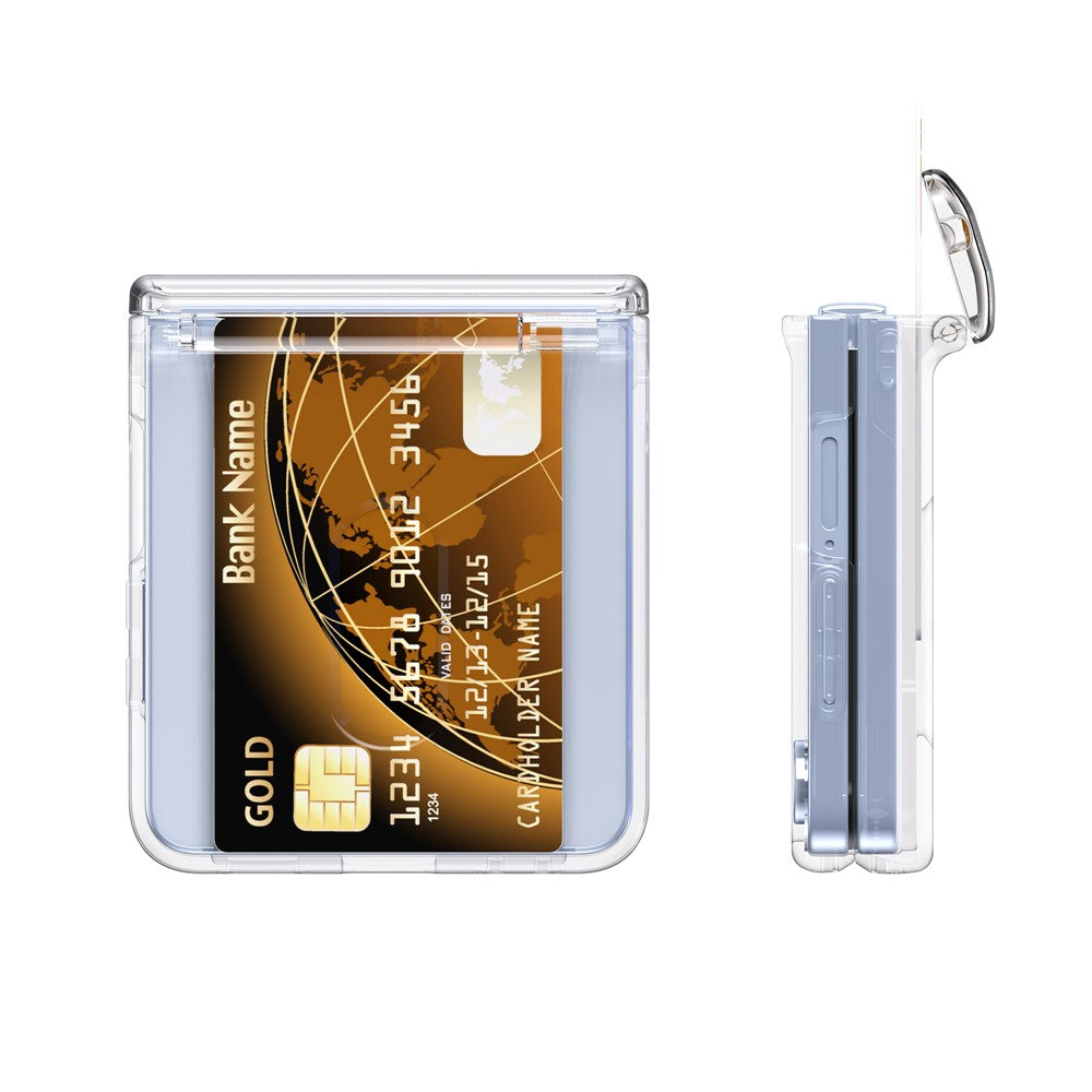 For Samsung Galaxy Z Flip7 FE 5G / Z Flip6 5G Case Spring Hinge PC Folding Phone Cover with Card Slot - Transparent