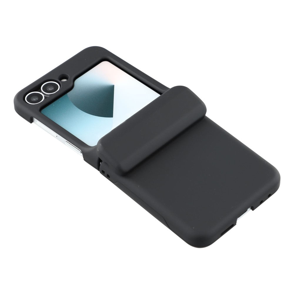 For Samsung Galaxy Z Flip7 5G Case Spring Hinge PC Folding Phone Cover with Card Slot - Black