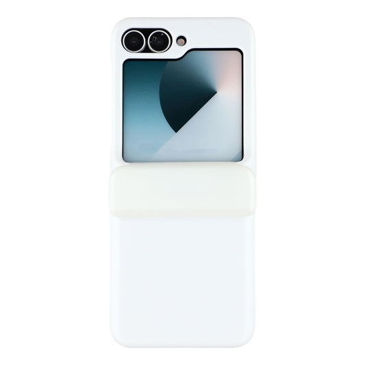 For Samsung Galaxy Z Flip7 5G Case Spring Hinge PC Folding Phone Cover with Card Slot - White
