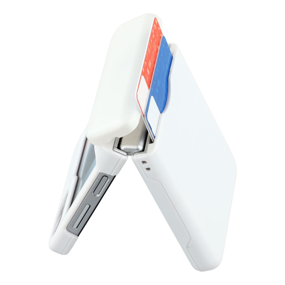 For Samsung Galaxy Z Flip7 5G Case Spring Hinge PC Folding Phone Cover with Card Slot - White