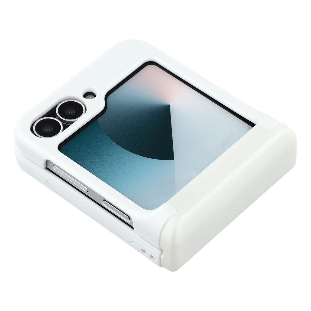 For Samsung Galaxy Z Flip7 5G Case Spring Hinge PC Folding Phone Cover with Card Slot - White